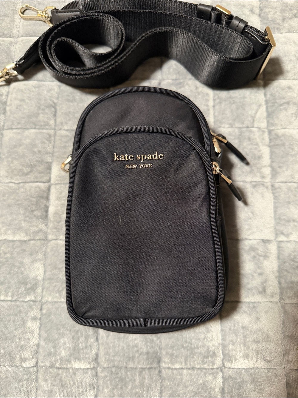kate spade Black Nylon Crossbody Phone Pouch with Adjustable Strap